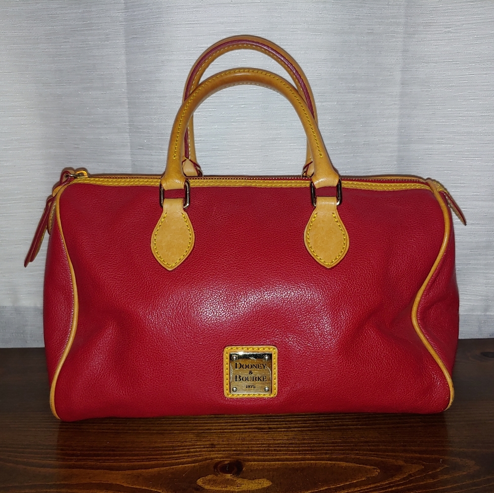 Dooney & Bourke-Red/Tan Leather Satchel